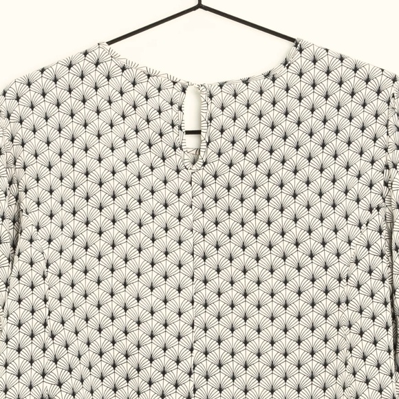 PART TWO Garzia Beige & Black Floral Print 3/4 Trumpet Sleeve Summer Blouse Sz36 - Picture 9 of 10